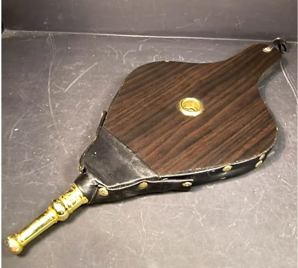 1813.  Vintage Style Fireplace Bellows by Target Wood Metal Faux Leather